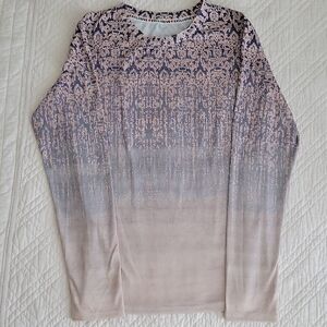 Elegant Long Sleeve Top in Pink and Gray